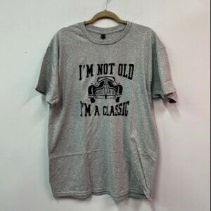 GILDAN Grey T-shirt, Mens Sz L, Graphic Tee